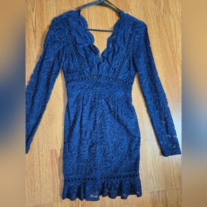 Elegant Blue Lace Dress